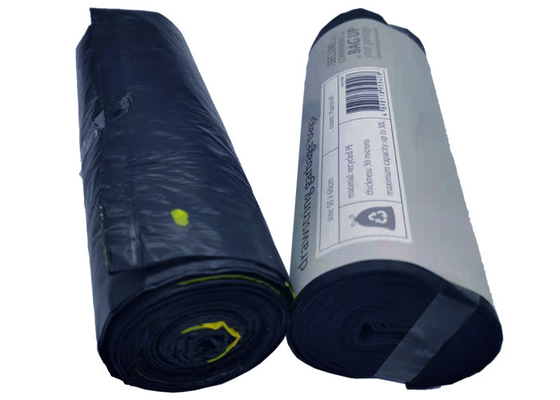 500x600mm 30 Micron 1.2 Mil Recyclable Reusable Bags Drawstring Black Bin Bags